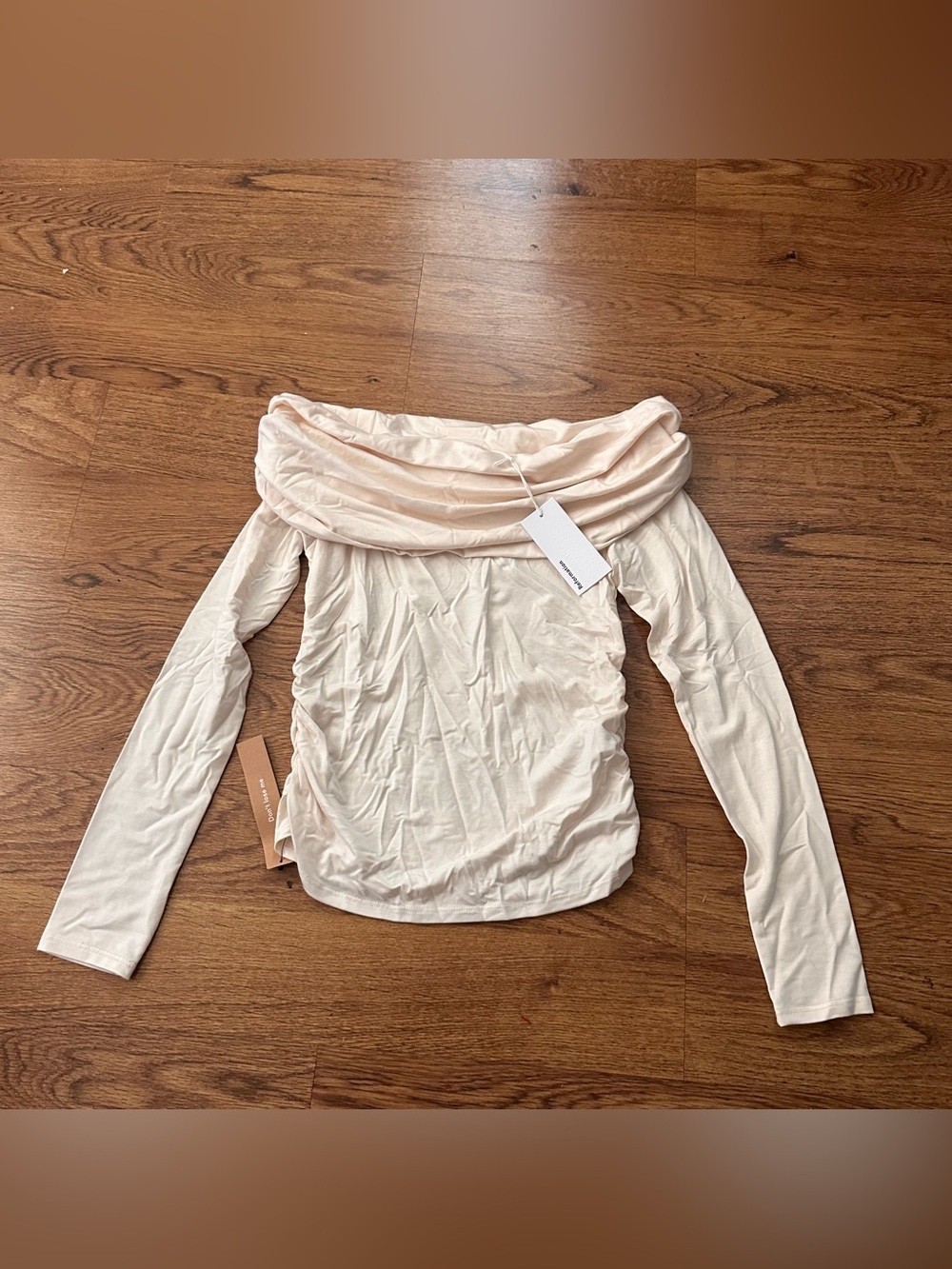 Reformation Off-the-Shoulder Long Sleeve Top in Blush Cream small NWT